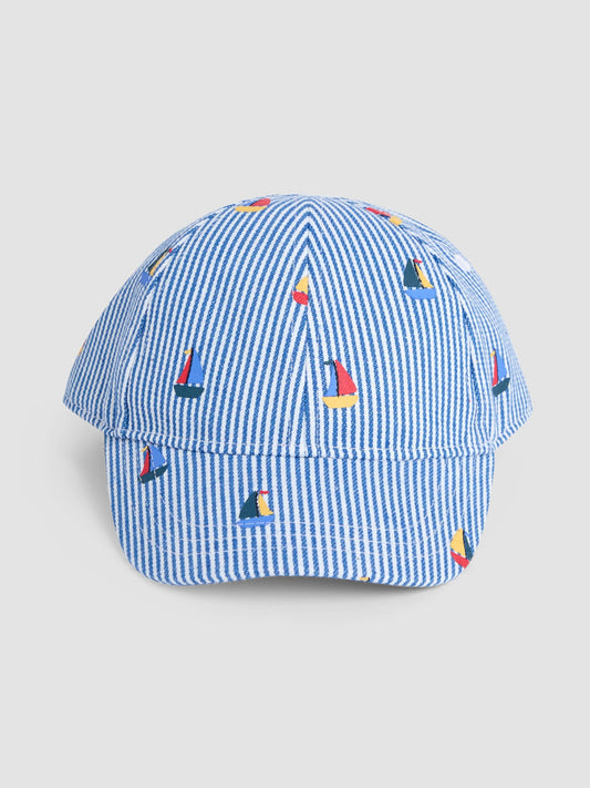 JoJo Maman Bébé Blue Embroidered Cap image 2