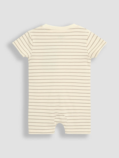 JoJo Maman Bébé Cream Cotton Short Sleeve Boat Sleepsuit image 5