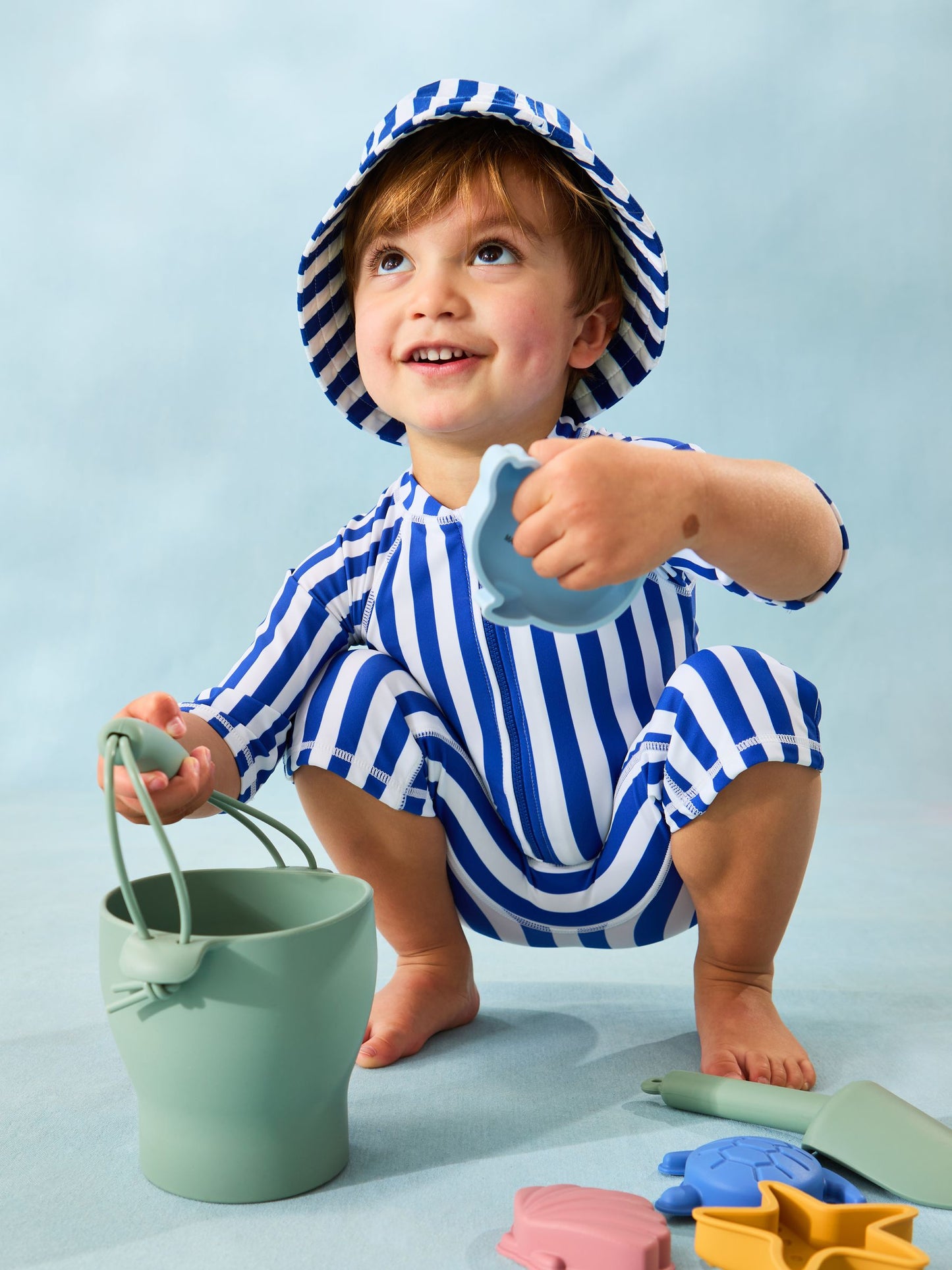 JoJo Maman Bébé Blue Stripe UV Sunsafe Suit image 4