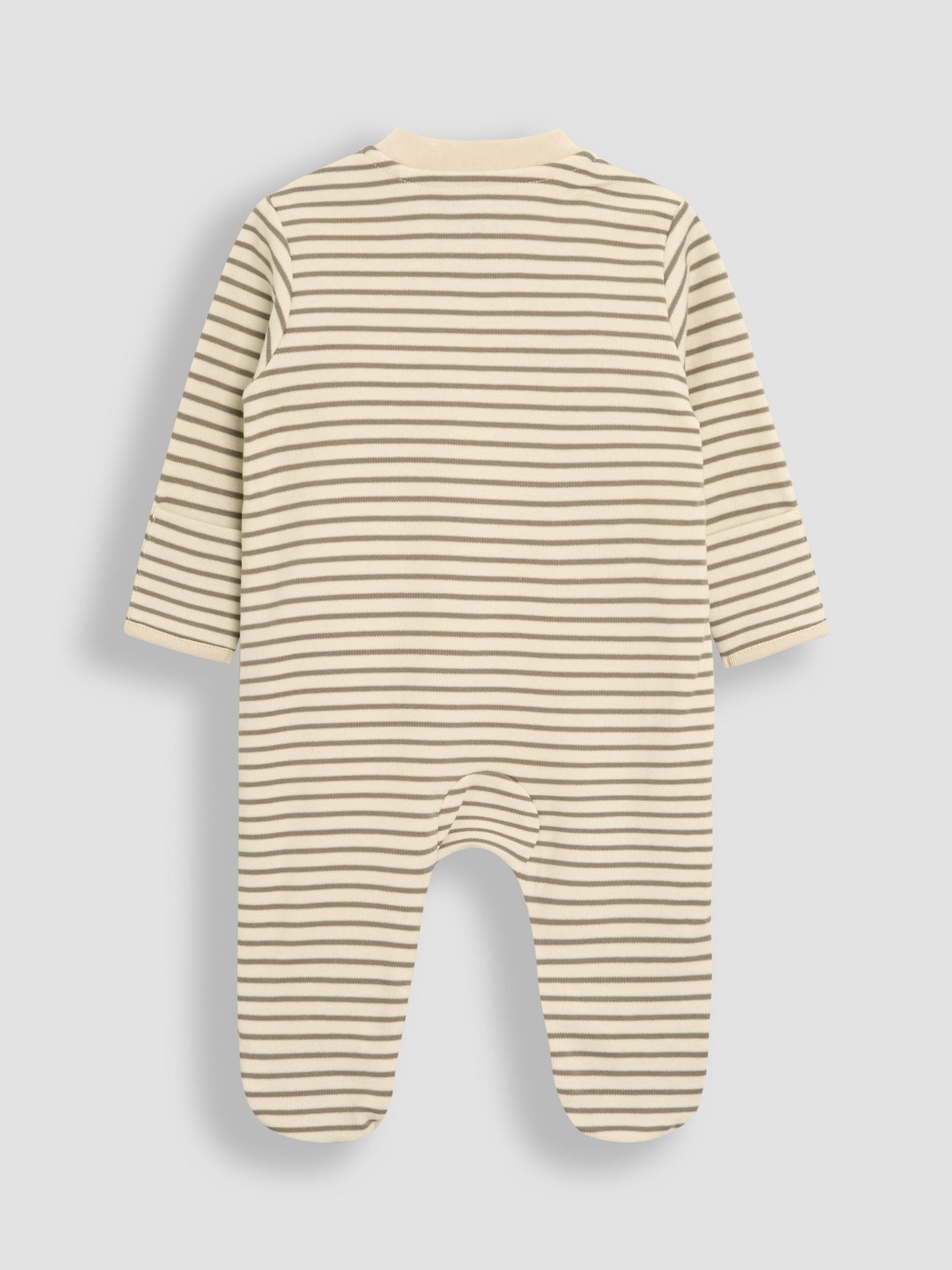 JoJo Maman Bébé Ecru Lion Cotton Footed Stripe Appliqué Zip Sleepsuit image 4