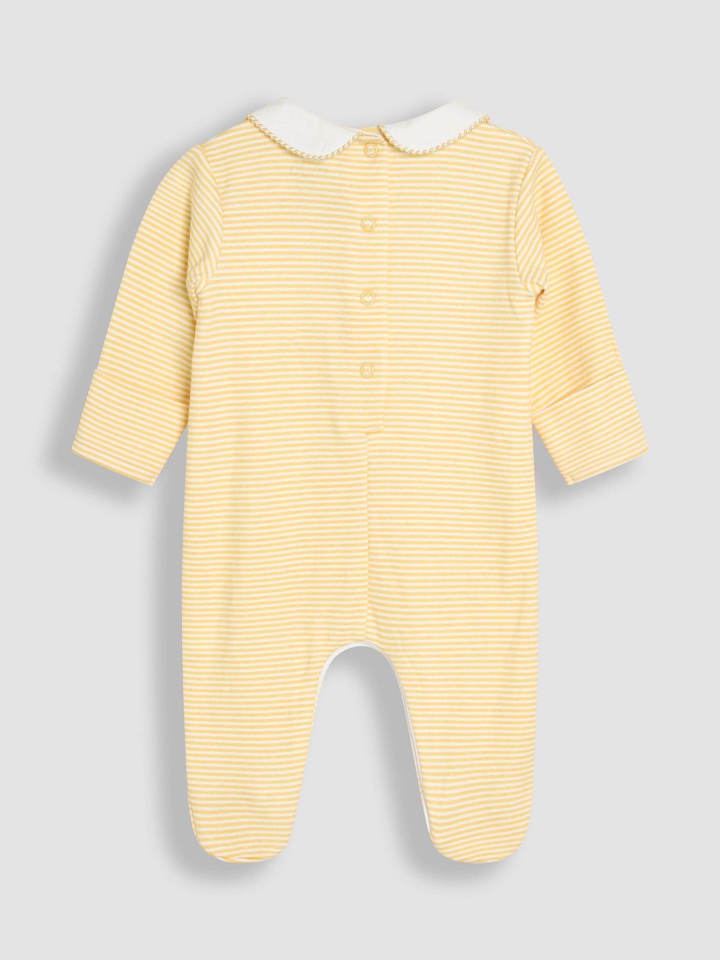 JoJo Maman Bébé Yellow Duck Cotton Footed Smocked Embroidered Sleepsuit image 2