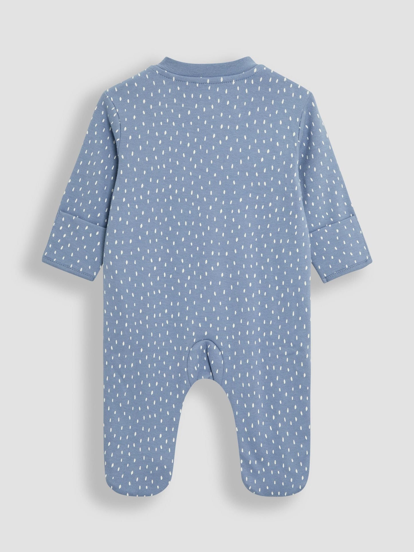 JoJo Maman Bébé Blue Bear Cotton Footed Stripe Appliqué Zip Sleepsuit image 2