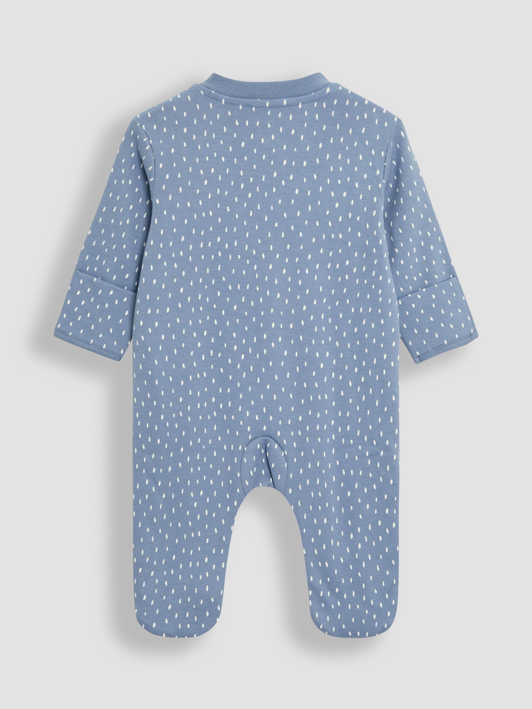 JoJo Maman Bébé Blue Bear Cotton Footed Stripe Appliqué Zip Sleepsuit image 2