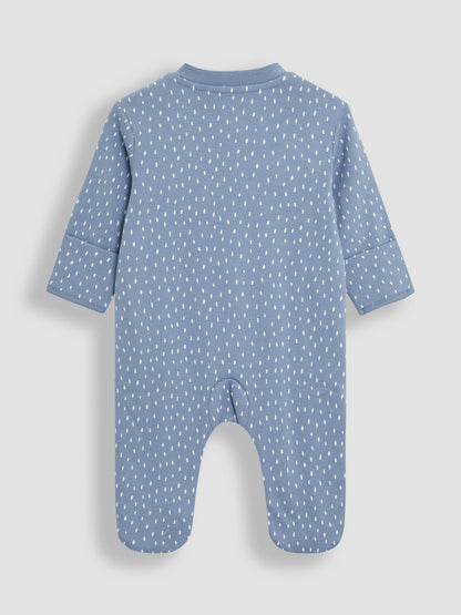 JoJo Maman Bébé Blue Bear Cotton Footed Stripe Appliqué Zip Sleepsuit image 2