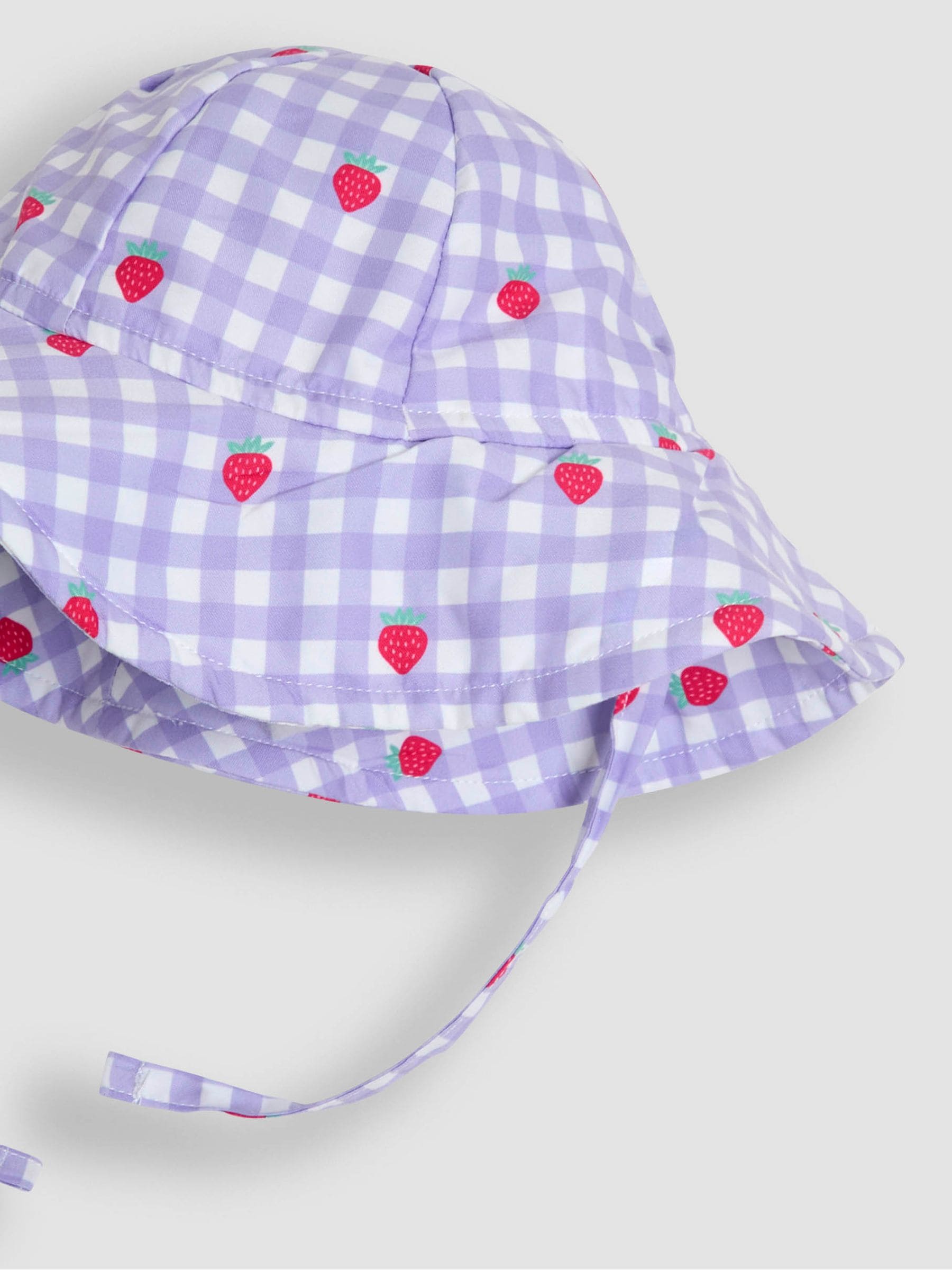 JoJo Maman Bébé Gingham Strawberry Floppy Swim Hat image 2