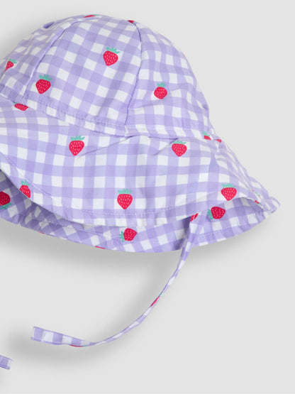 JoJo Maman Bébé Gingham Strawberry Floppy Swim Hat image 2
