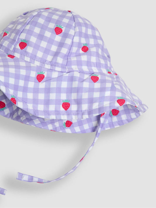 JoJo Maman Bébé Gingham Strawberry Floppy Swim Hat image 2