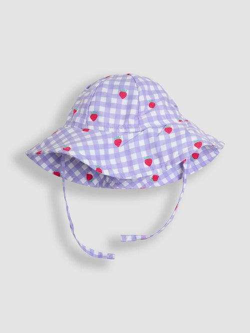 JoJo Maman Bébé Gingham Strawberry Floppy Swim Hat image 1