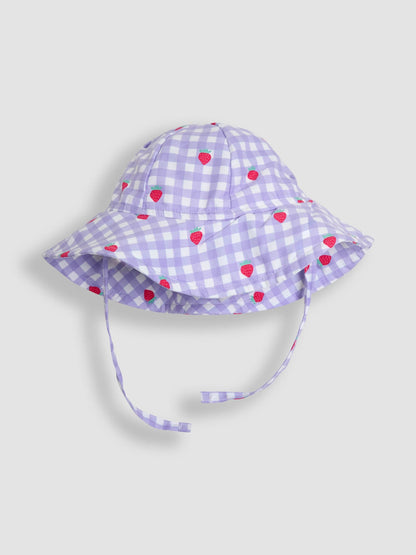 JoJo Maman Bébé Gingham Strawberry Floppy Swim Hat image 1