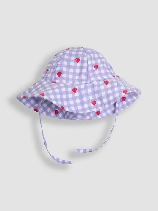 JoJo Maman Bébé Gingham Strawberry Floppy Swim Hat image 1