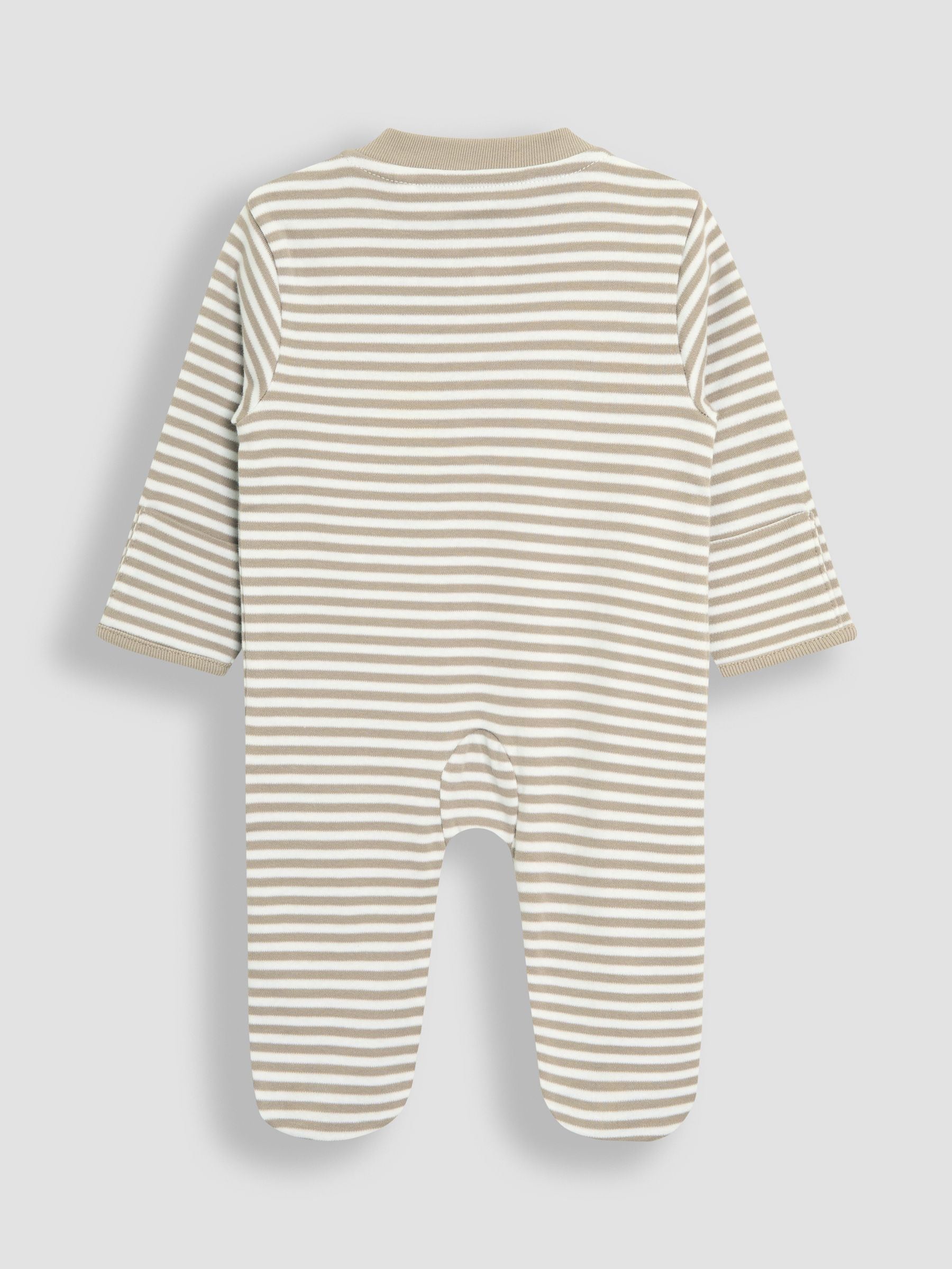 JoJo Maman Bébé Tan Bear Organic Cotton Embroidered Sleepsuit image 5