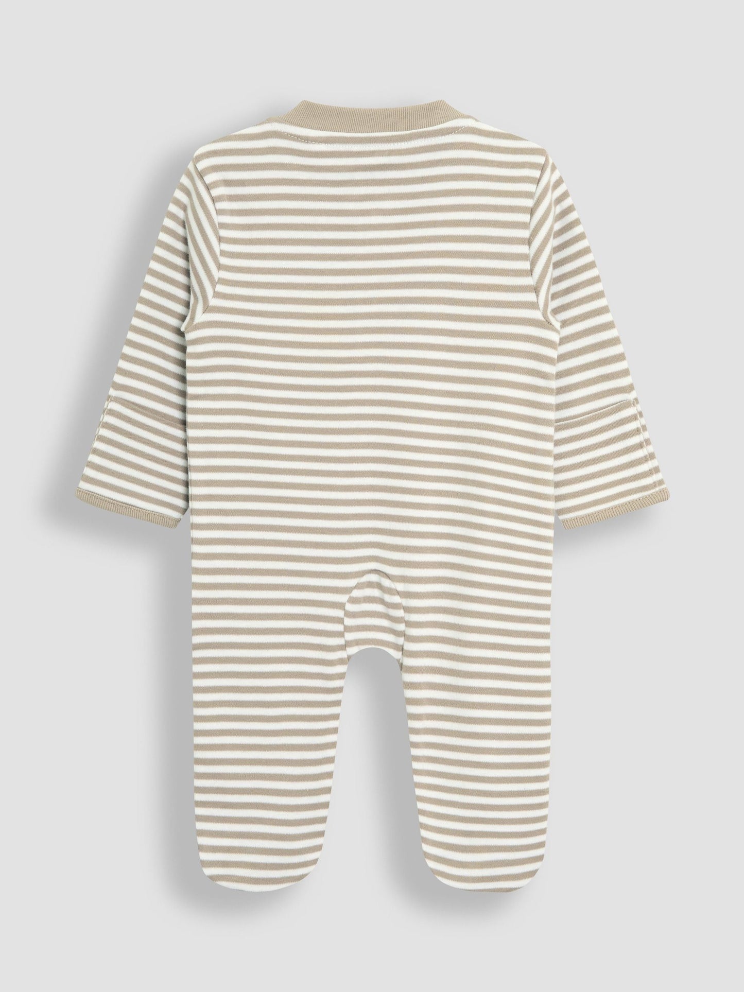 JoJo Maman Bébé Tan Bear Organic Cotton Embroidered Sleepsuit image 5
