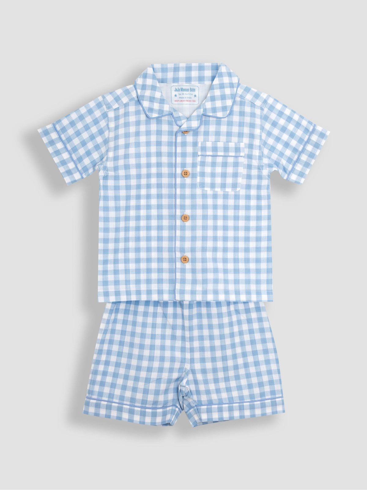 JoJo Maman Bébé Blue Gingham Woven Classic Pyjamas - image 1