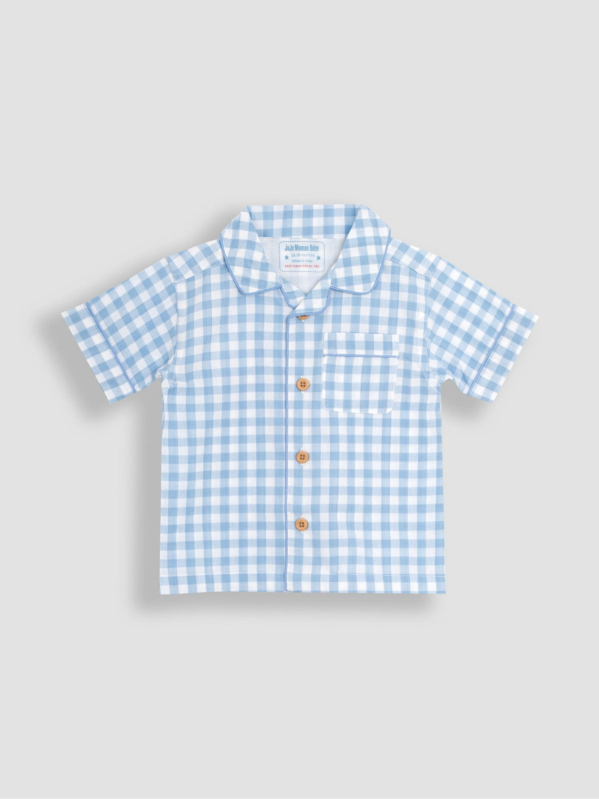 JoJo Maman Bébé Blue Gingham Woven Classic Pyjamas - image 2