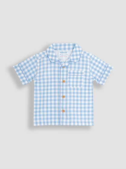 JoJo Maman Bébé Blue Gingham Woven Classic Pyjamas - image 2