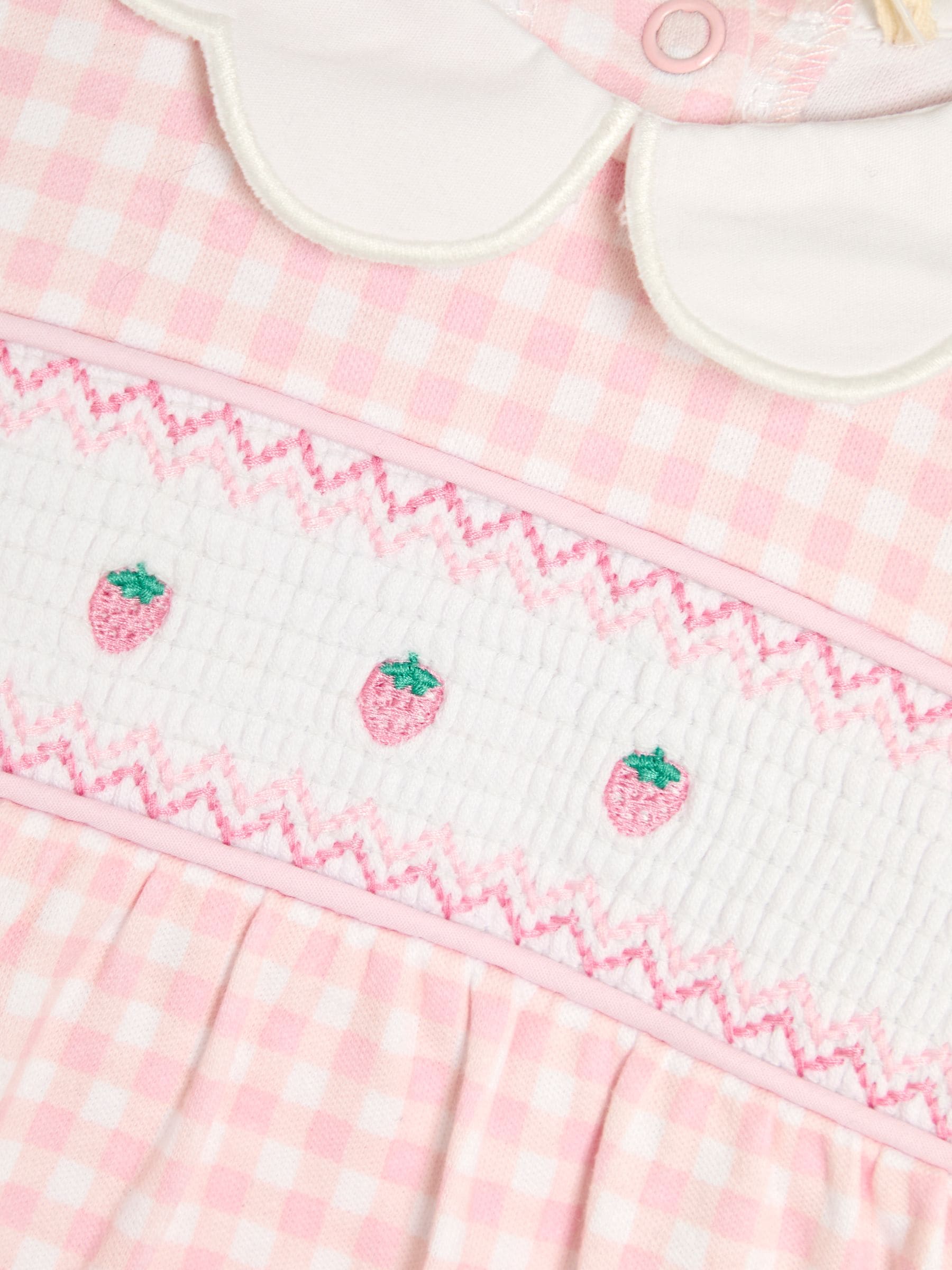 JoJo Maman Bébé Pink Cotton Footed Smocked Embroidered Sleepsuit image 5