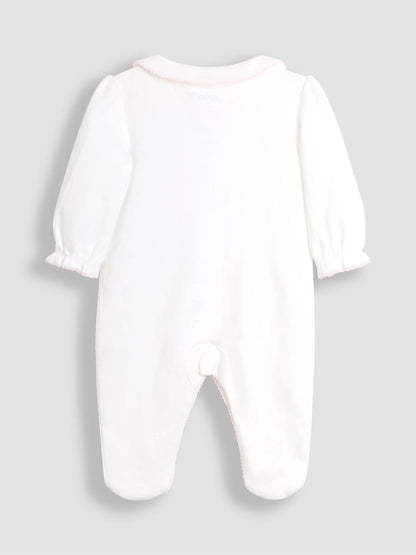 JoJo Maman Bébé Cream Cotton Collared 2-Piece Embroidered Sleepsuit and Hat Set image 5