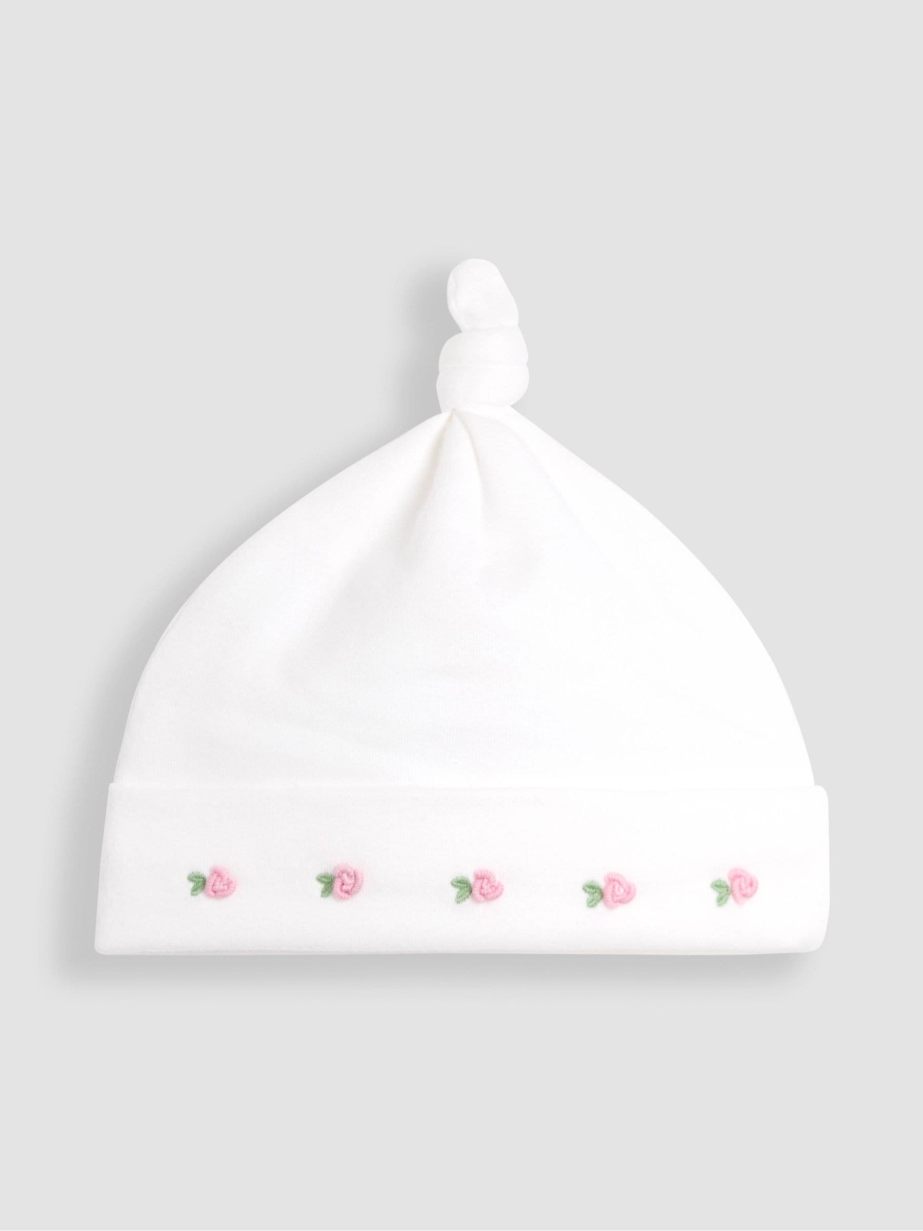 JoJo Maman Bébé Cream Cotton Collared 2-Piece Embroidered Sleepsuit and Hat Set image 6
