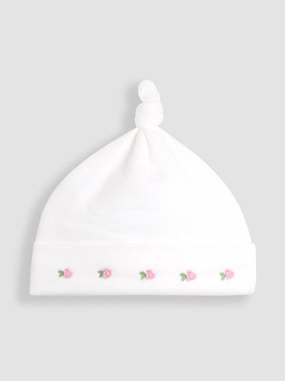 JoJo Maman Bébé Cream Cotton Collared 2-Piece Embroidered Sleepsuit and Hat Set image 6
