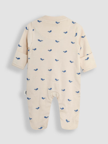 JoJo Maman Bébé Natural Whale Embroidered Cotton 2-Piece Sleepsuit and Hat Set image 5