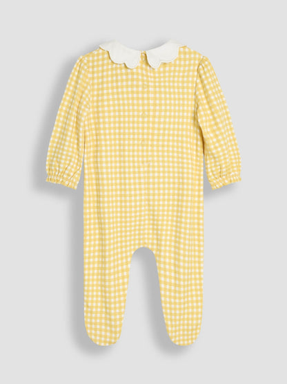 JoJo Maman Bébé Yellow Cotton 2-Piece Smocked Sleepsuit and Headband Set image 5