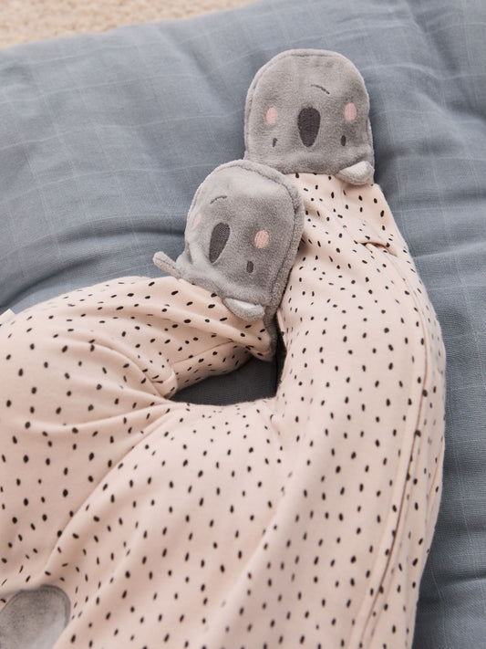 JoJo Maman Bébé White Koala Cotton Footed Appliqué Zip Sleepsuit image 2