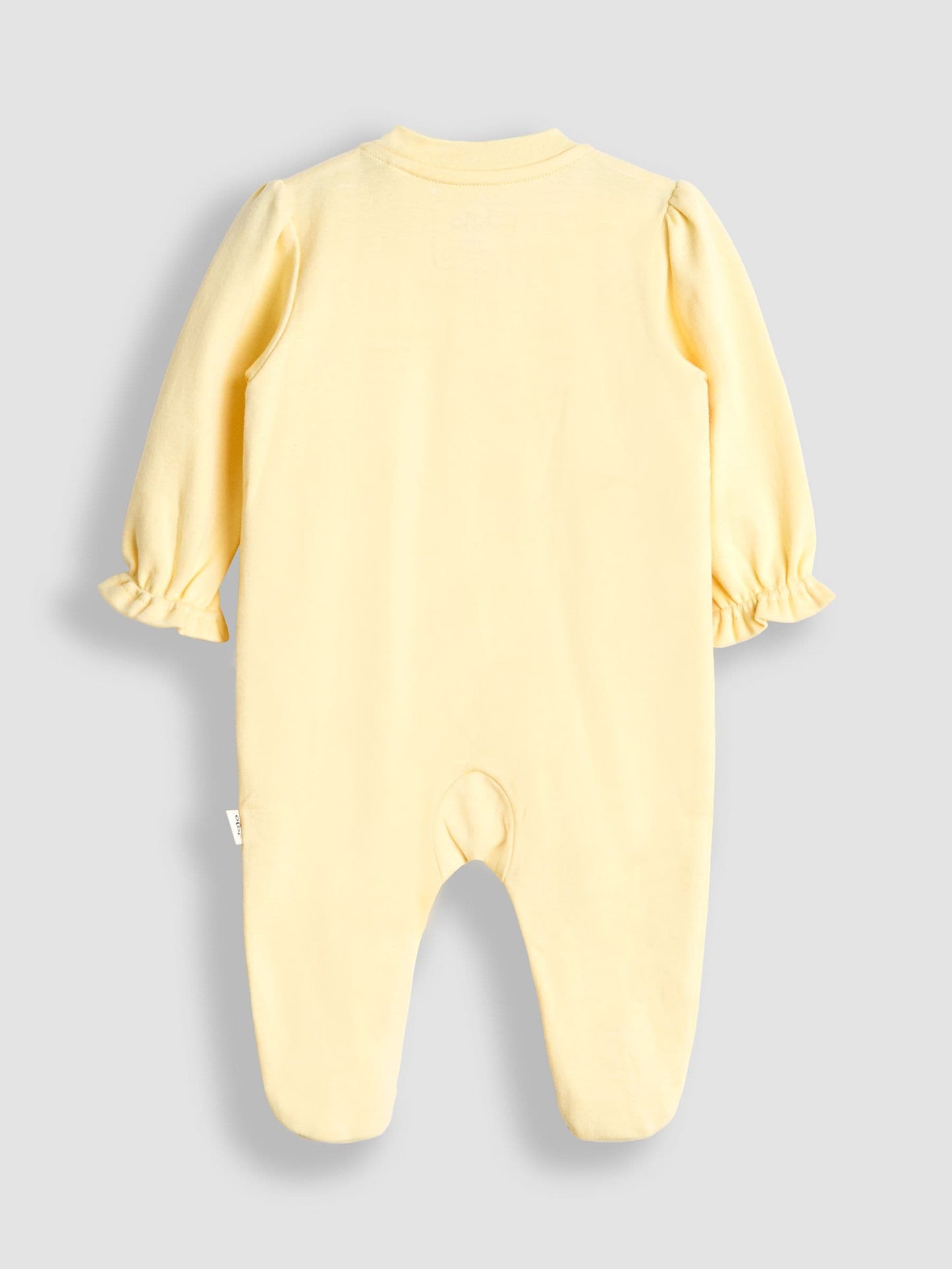 JoJo Maman Bébé Yellow 100% Cotton Popper Footed Embroidered Sleepsuit image 2