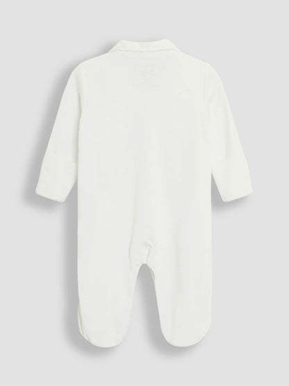 JoJo Maman Bébé White 100% Cotton Embroidered Eid Sleepsuit image 3