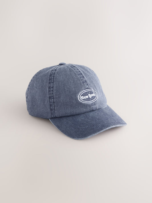 Navy Blue Washed 100% Cotton Baseball Cap Hat (3mths-16yrs) image 1
