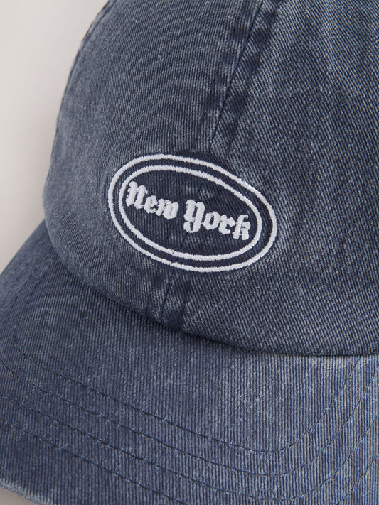 Navy Blue Washed 100% Cotton Baseball Cap Hat (3mths-16yrs) image 3