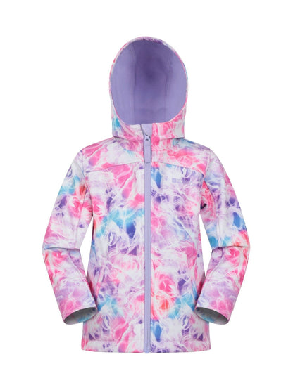 Dsiney Kidz - Mountain Warehouse Dark Pink Exodus Kids Printed Water-Resistant Softshell Jacket image 1