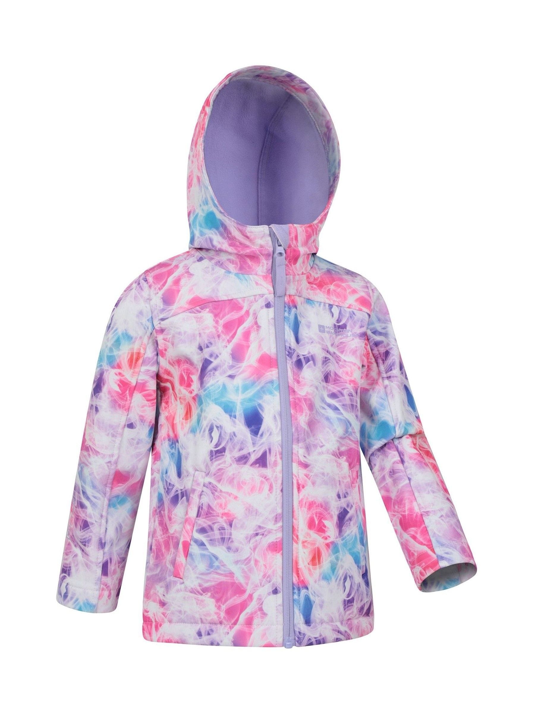 Dsiney Kidz - Mountain Warehouse Dark Pink Exodus Kids Printed Water-Resistant Softshell Jacket image 2