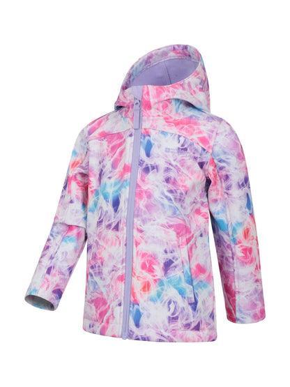 Dsiney Kidz - Mountain Warehouse Dark Pink Exodus Kids Printed Water-Resistant Softshell Jacket image 4
