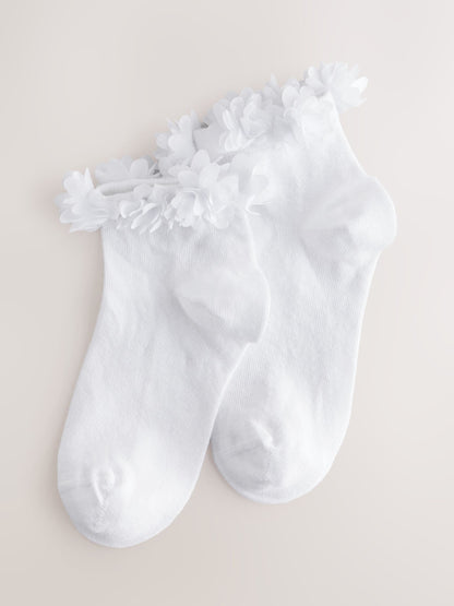 White 2 Pack Cotton Rich Bridesmaid Ankle Socks image 1
