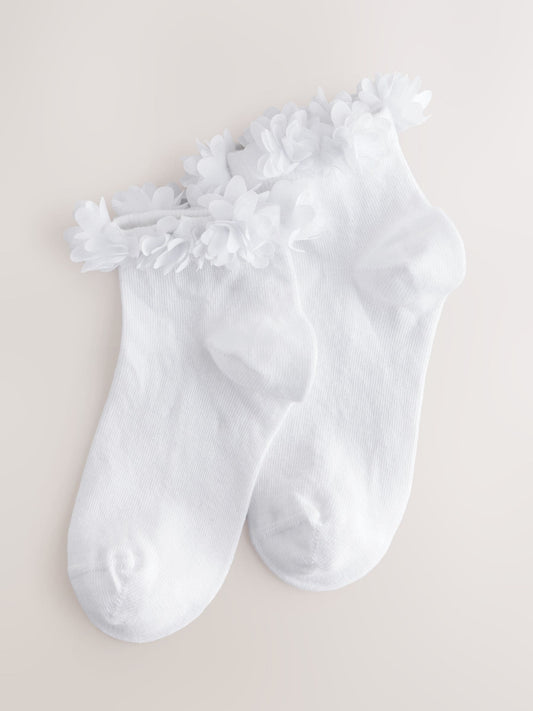 White 2 Pack Cotton Rich Bridesmaid Ankle Socks image 1