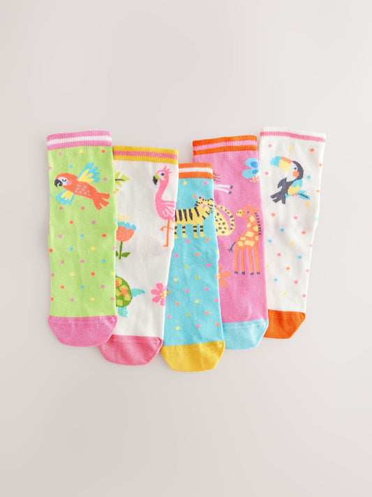 Multi 5 Pack Cotton Rich Flamingo Ankle Socks image 1