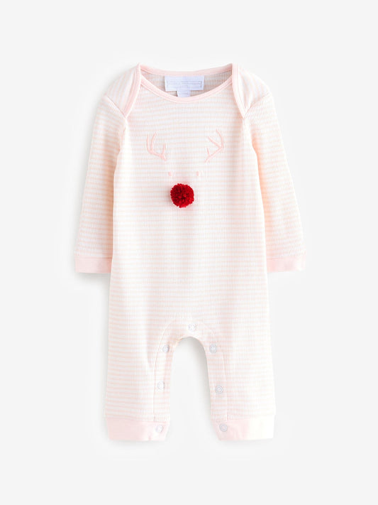 The White Company Pink Jingles Stripe Sleepsuit image 1
