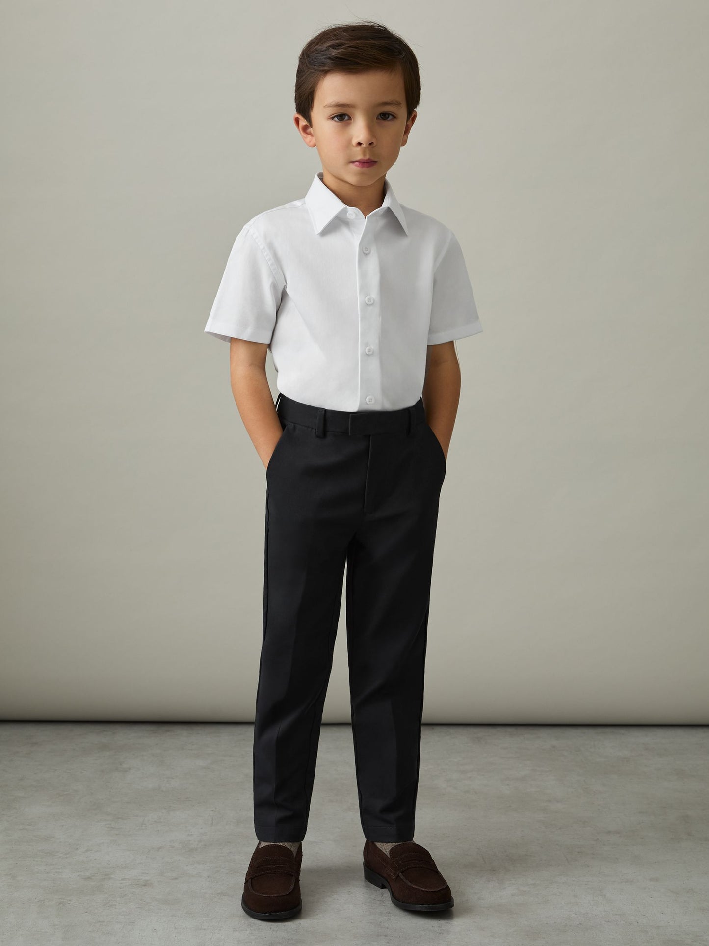 Reiss White Woods 3-9 yrs Cotton Slim-Fit Short-Sleeve Shirt image 1