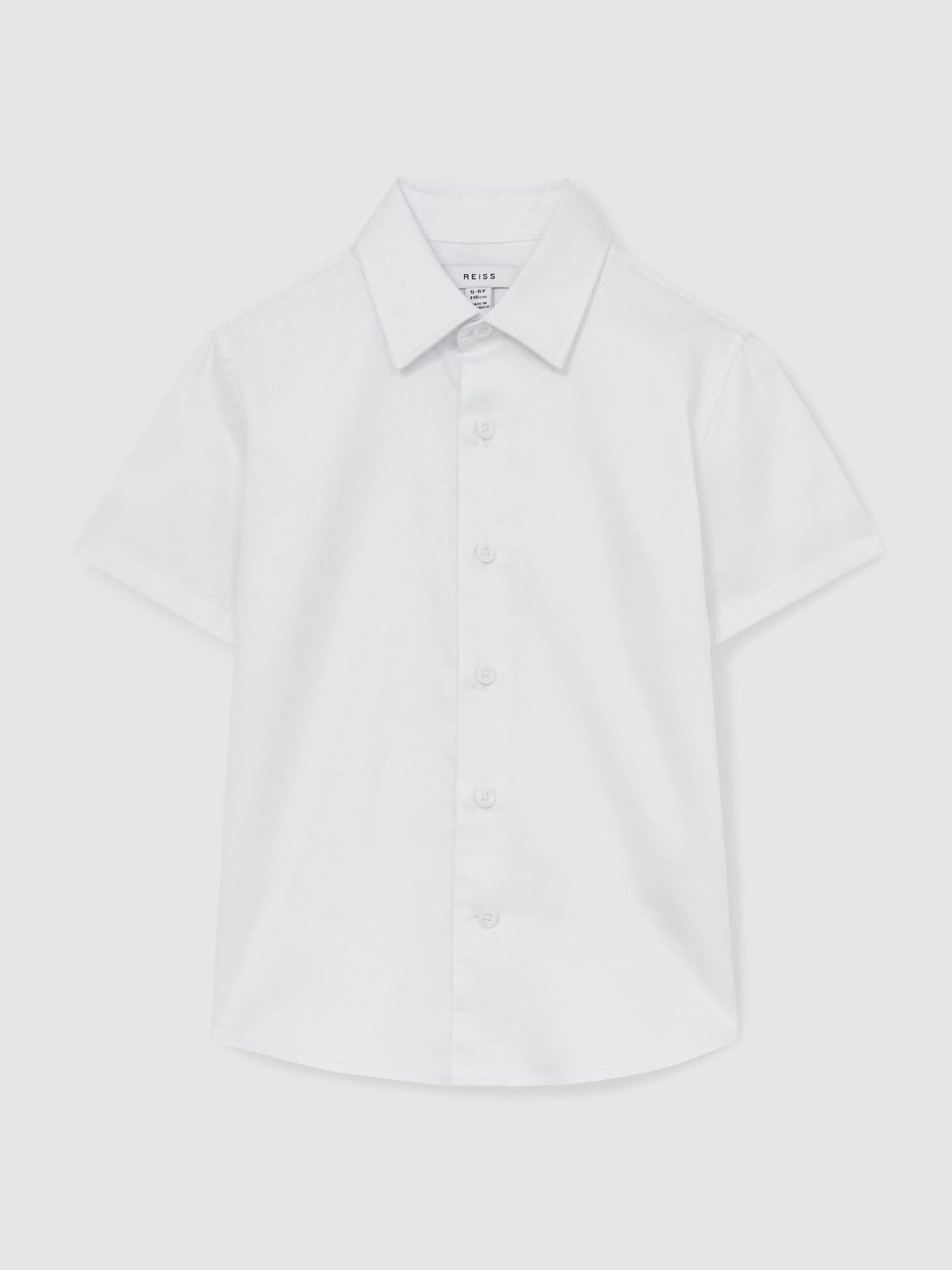 Reiss White Woods 3-9 yrs Cotton Slim-Fit Short-Sleeve Shirt image 2