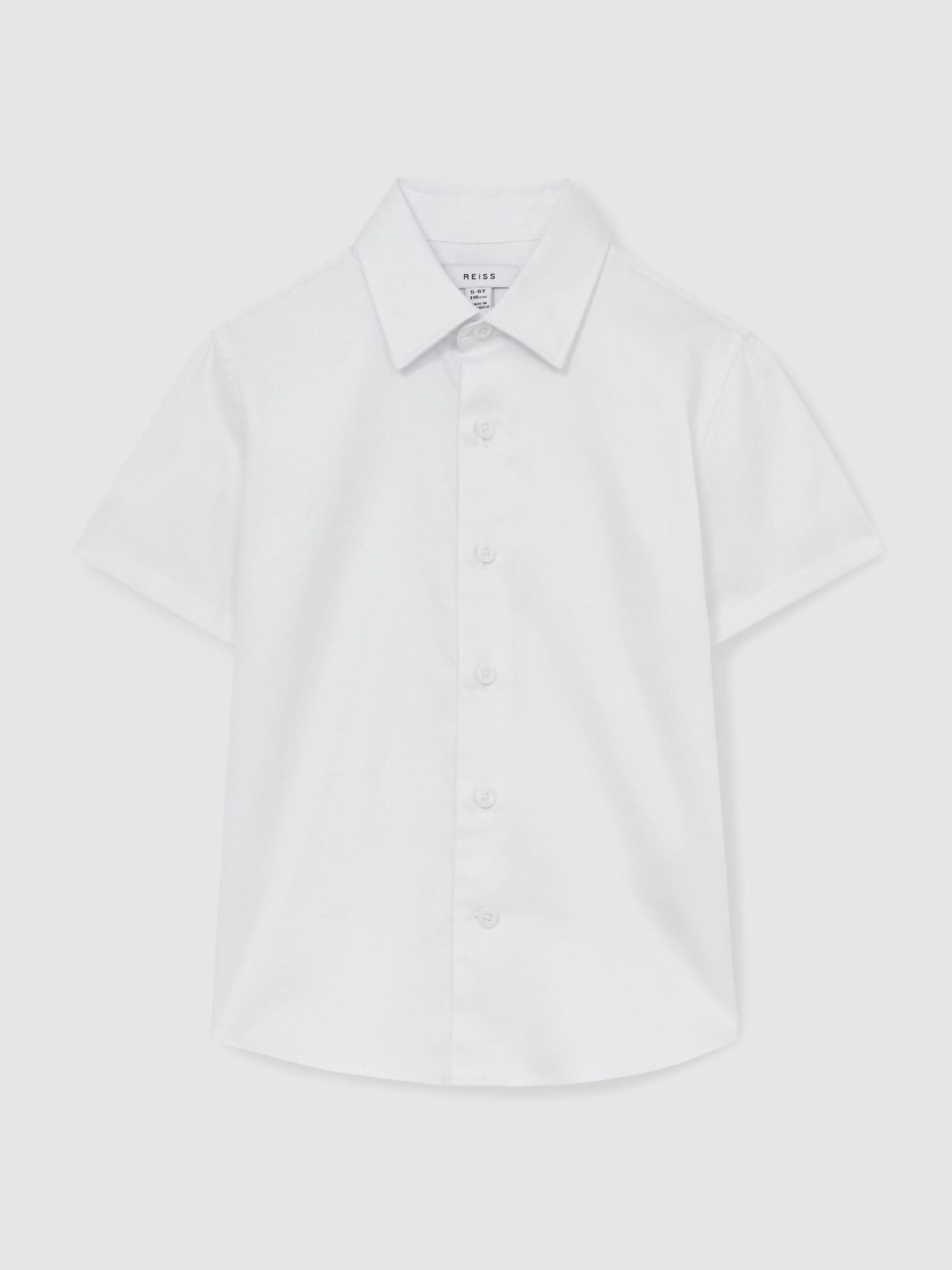 Reiss White Woods 3-9 yrs Cotton Slim-Fit Short-Sleeve Shirt image 2