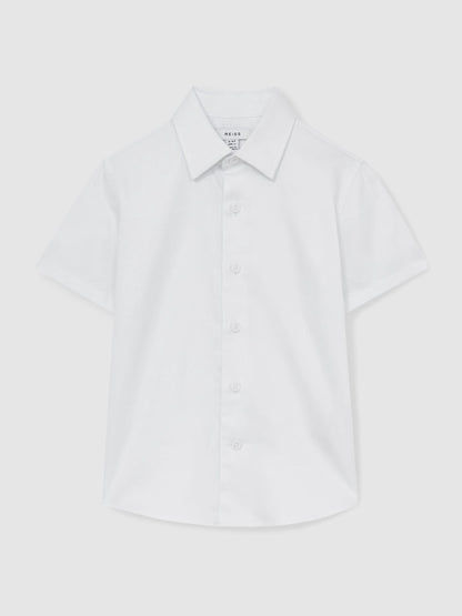 Reiss White Woods 3-9 yrs Cotton Slim-Fit Short-Sleeve Shirt image 2