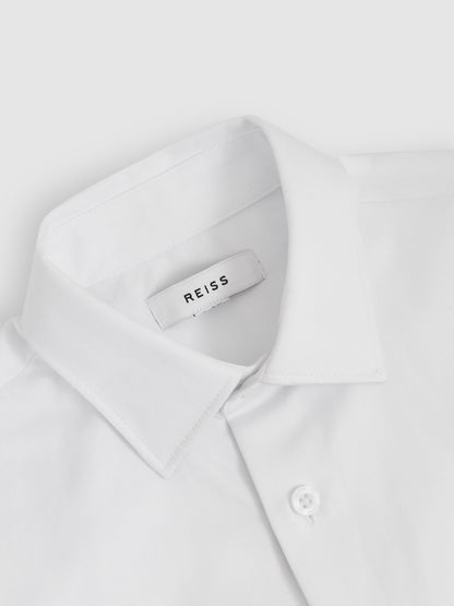 Reiss White Woods 3-9 yrs Cotton Slim-Fit Short-Sleeve Shirt image 4