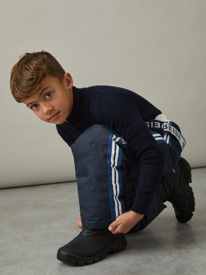 Reiss White/Navy/Blue Arcs 3-9 yrs Logo-Print Ripstop Salopettes image 3