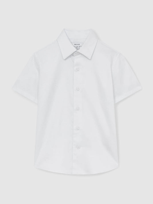 Reiss White Woods 13-14 yrs Cotton Slim-Fit Short-Sleeve Shirt image 1