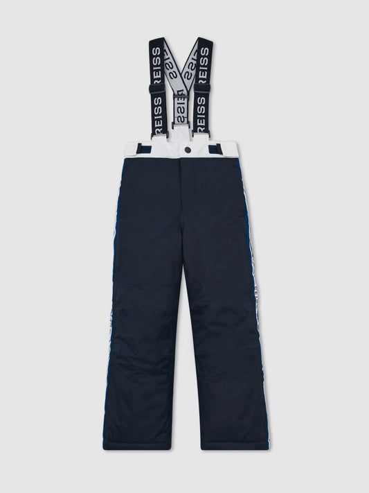 Reiss White/Navy/Blue Arcs 9-13 yrs Logo-Print Ripstop Salopettes image 2