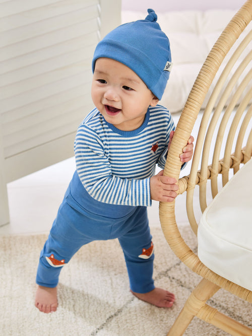 JoJo Maman Bébé Denim Cotton 3-Piece Body 100% Cotton Trousers and Hat Set image 1