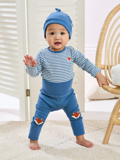 JoJo Maman Bébé Denim Cotton 3-Piece Body 100% Cotton Trousers and Hat Set image 2