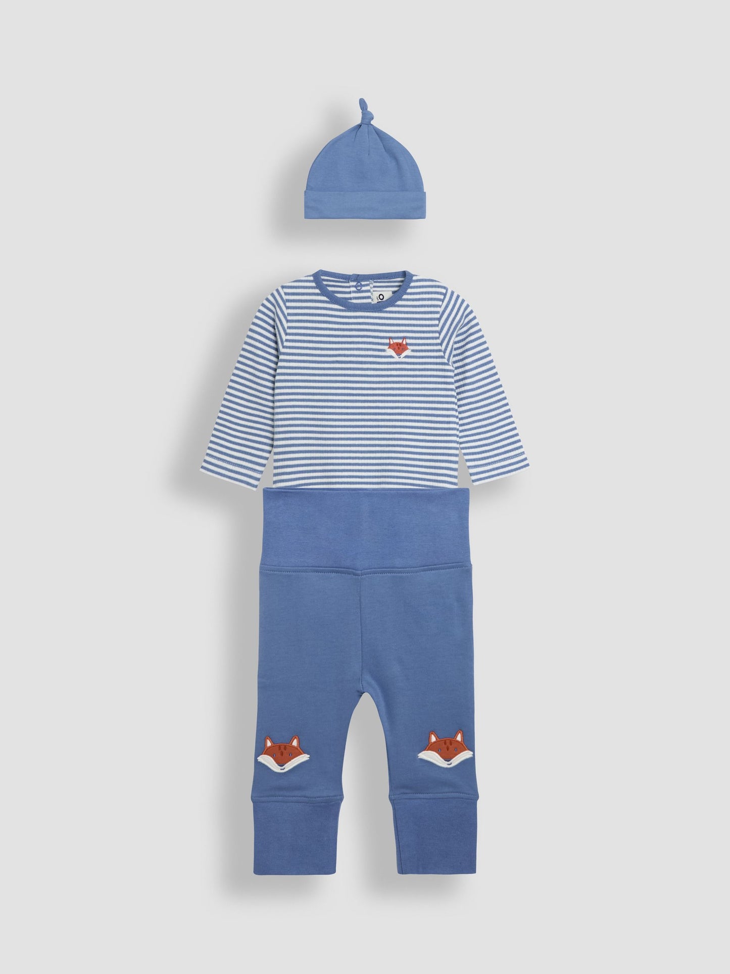 JoJo Maman Bébé Denim Cotton 3-Piece Body 100% Cotton Trousers and Hat Set image 4
