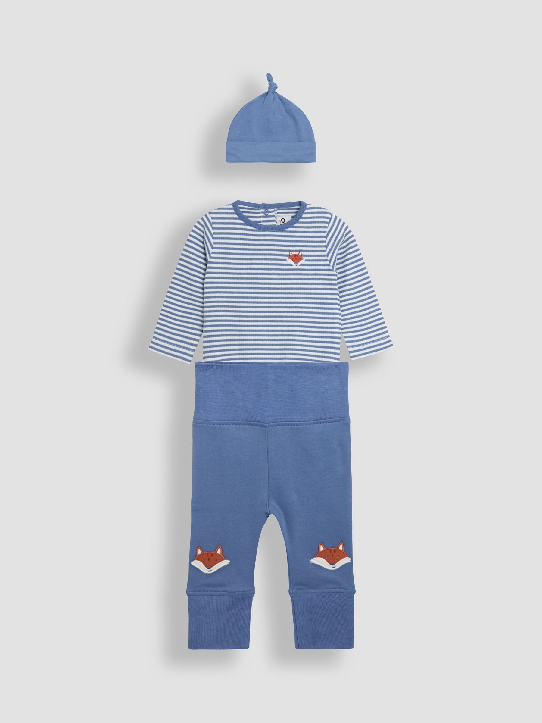 JoJo Maman Bébé Denim Cotton 3-Piece Body 100% Cotton Trousers and Hat Set image 4
