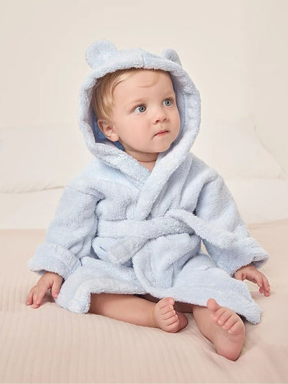 The White Company Blue Bear Cotton Robe image 1